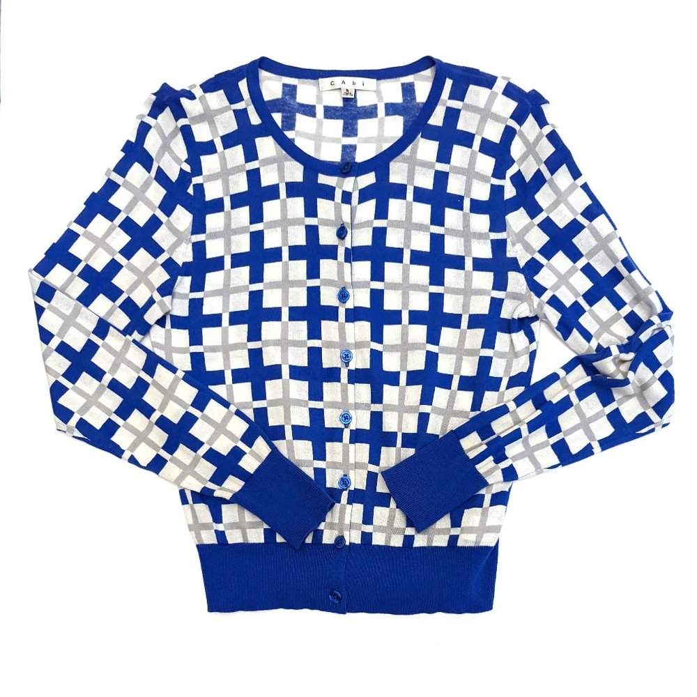 Cabi Blue Multi-Color Frame Print Button Front Lo… - image 1